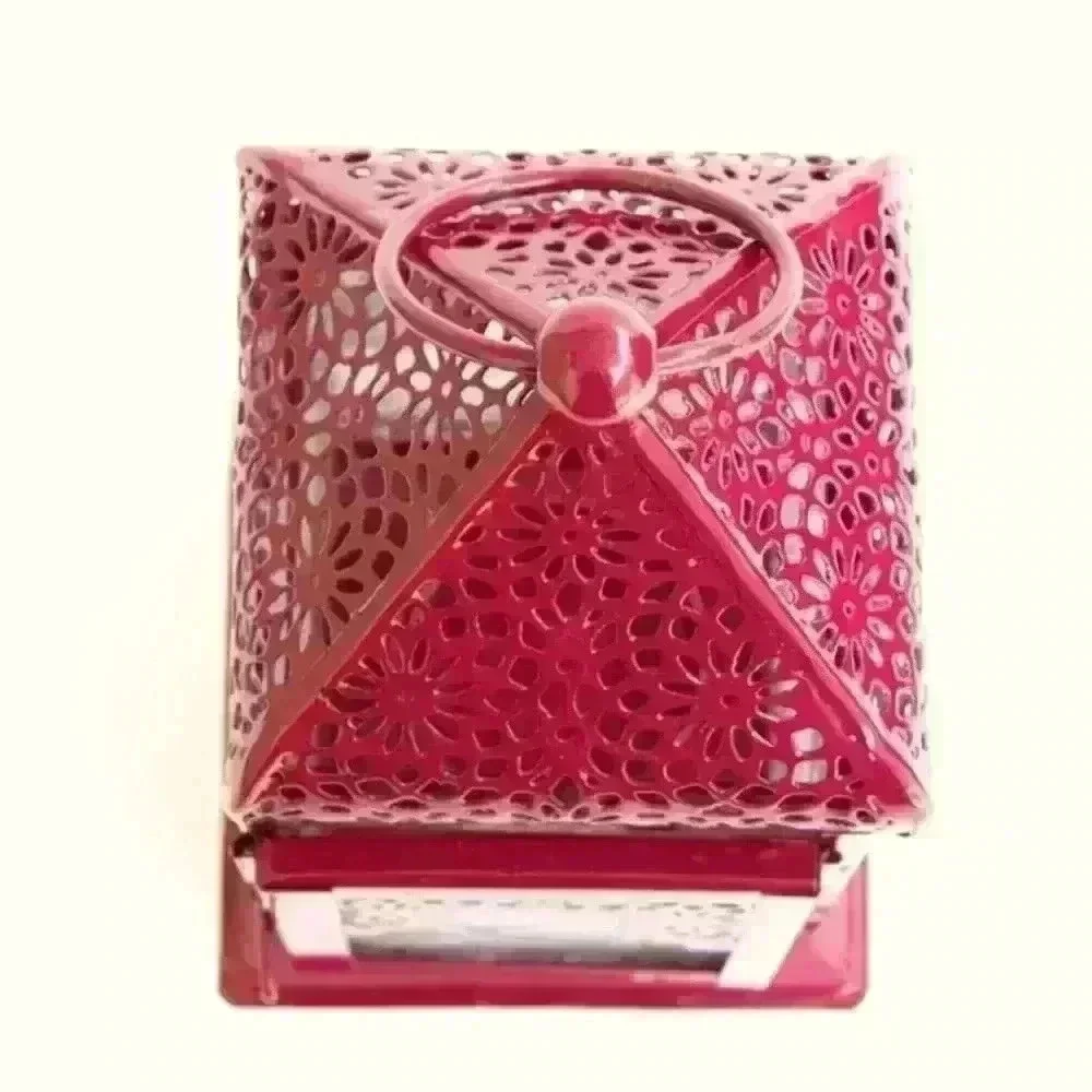 Handmade Small Metal and Etched Glass Tea Light Hanging Lantern in Class…